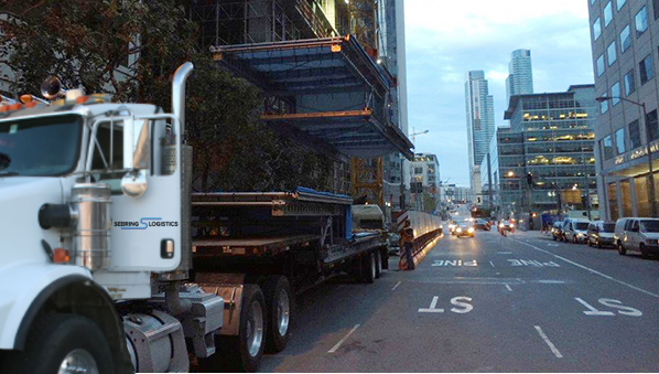 Truck in city environment